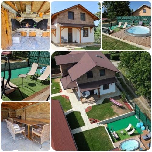 a collage of pictures of a house and a pool at Vila Banstolija in Velika Remeta