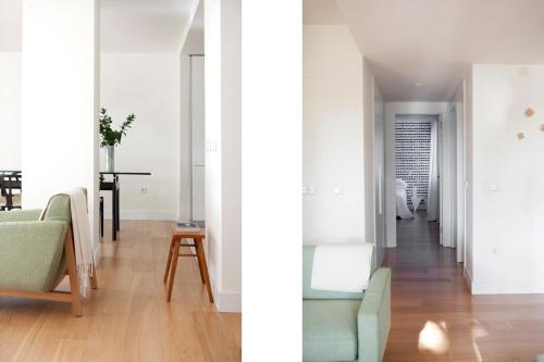 two views of a living room and a dining room at 60 Balconies Art in Madrid
