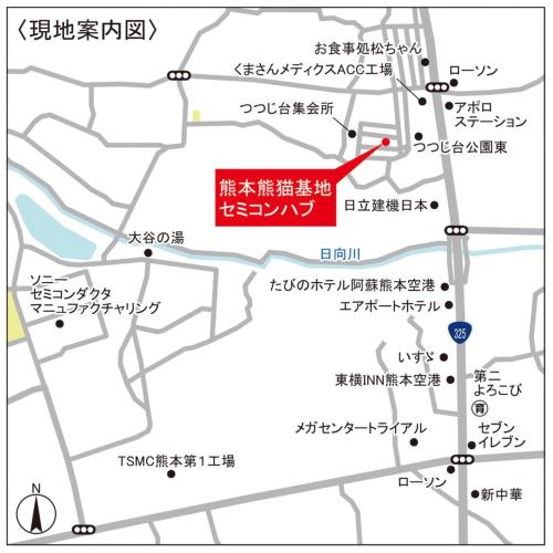 a map showing the location of the proposed site of the proposed synagogue at 熊本熊猫基地セミコンハブ Kumamoto Panda Base Semicon Hub in Ozu