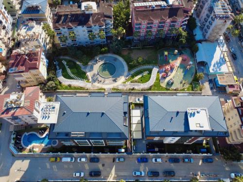 an overhead view of a city with buildings at SA Apartments! Luxury 2BR with Private Beach Access in Alanya
