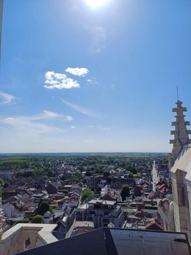 a view of a city from the top of a building at Gastenverblijf Onder een Oude Eik in Tongeren