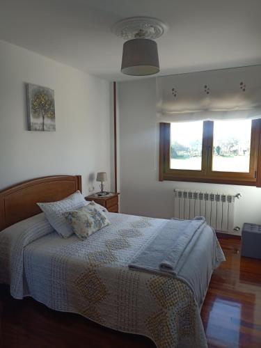 a bedroom with a bed and a window at Sandino 32 in Santiago de Compostela