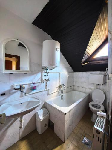 a bathroom with a tub and a toilet and a sink at Apartmani Vita in Divčibare