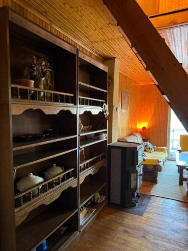 a room with a shelf with items on it at Mavrovo Lake Chalet in Mavrovo