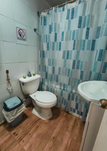 a bathroom with a toilet and a sink at Tiny House Luogo Di Riposo in El Tabo
