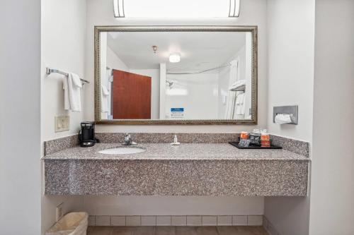 a bathroom with a sink and a mirror at Quality Inn & Suites Dawsonville in Dawsonville