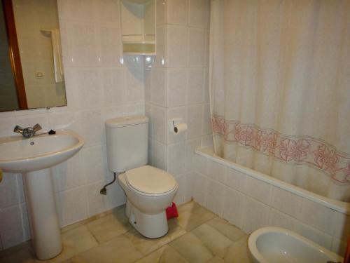 a bathroom with a toilet and a sink at Bertur San Antonio Mar in Alcossebre