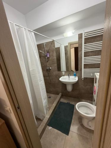 a bathroom with a toilet and a sink at Studio Residential Vitan in Bucharest
