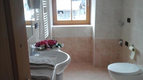 a bathroom with a sink and a toilet at Cèsa Raggio di Sole in Arabba