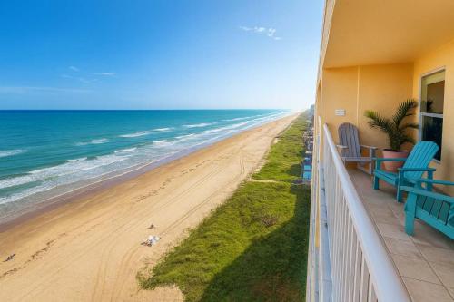 a balcony view of the beach from a condo at Penthouse Beachfront Views Renovated condo in South Padre Island