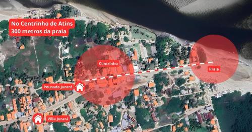 a map of a city with buildings and roads at Pousada Jurará e Vila Jurará in Atins