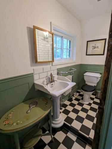 a bathroom with a sink and a toilet at Old Manor House in Shepperton