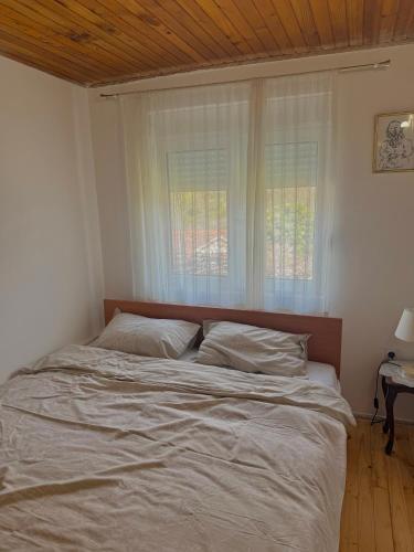a large bed in a bedroom with a window at Radovic Apartmani in Herceg-Novi