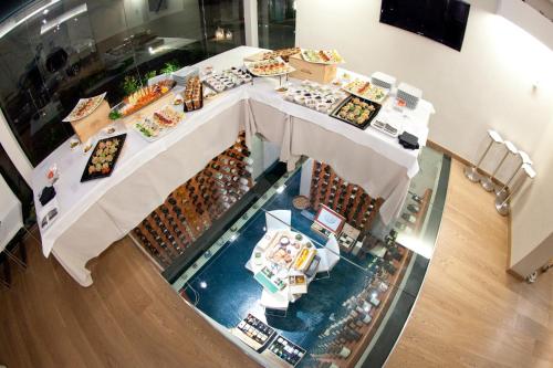 an overhead view of a buffet in a building at Locanda Ristorante 7 Mari in Porto Viro