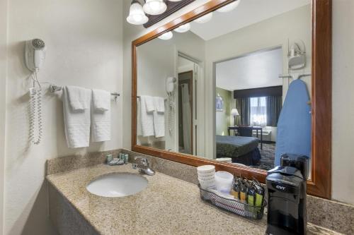 a bathroom with a sink and a mirror at Best Western Caprock Inn in Brownfield