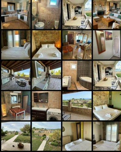 a collage of photos of a house at Villa Paliouri in Paliouri