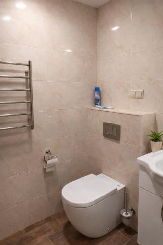 a bathroom with a toilet and a sink at Republic Square In Hotel California in Yerevan