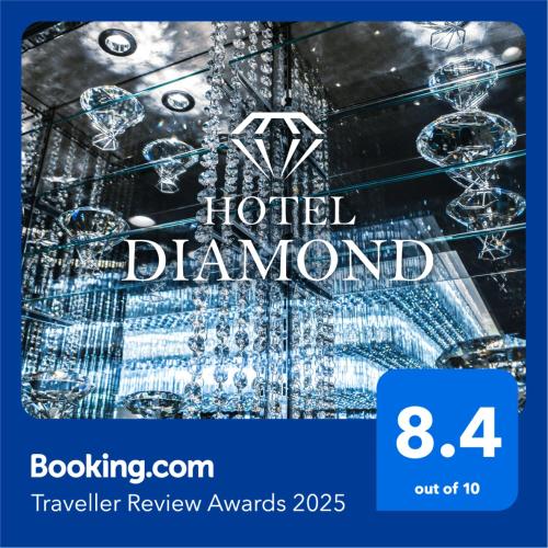 a poster for a hotel diamond tower with a chandelier at Hotel DIAMOND in Tokyo