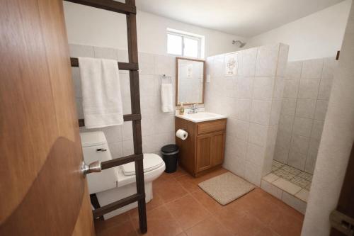 a bathroom with a toilet and a sink and a shower at Ranchito Buhos in Francisco Zarco