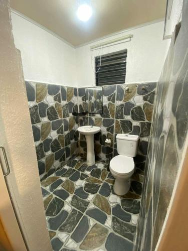 a bathroom with a toilet and a sink at Eco Homes in Panglao Island