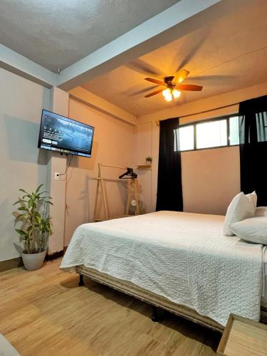 Llit o llits en una habitació de Residencia Boho