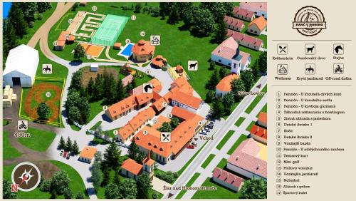 a site plan of a house with buildings at Rezort u Bobiho in Nový Tekov