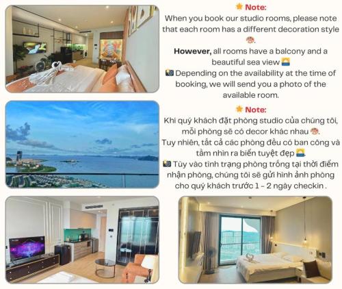 a collage of photos of a hotel room at Terra Bay Homestay in Ha Long