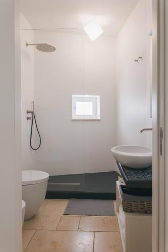 a bathroom with a toilet and a sink and a shower at Santa Maria 24 in Monopoli