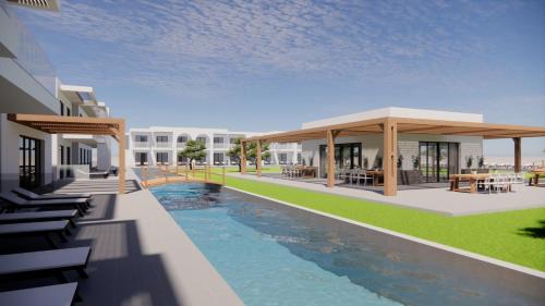 an architectural rendering of a resort with a swimming pool at Evita Dream Hotel in Marmari