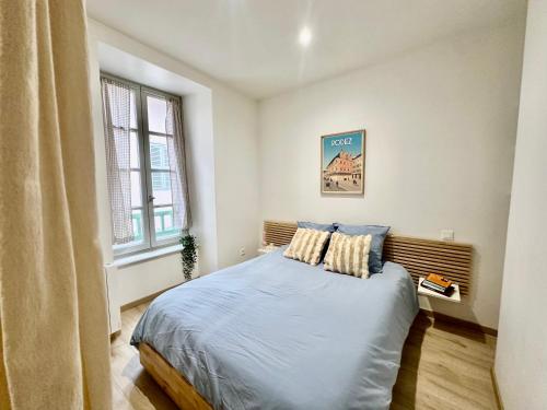 a bedroom with a bed and a window at Le Cabrol Hyper centre WIFI 1er étage in Rodez