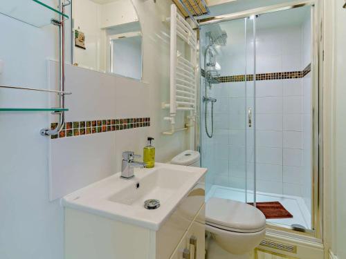 a bathroom with a sink and a toilet and a shower at 2 Bed in Lampeter oc-43293 in Tregaron