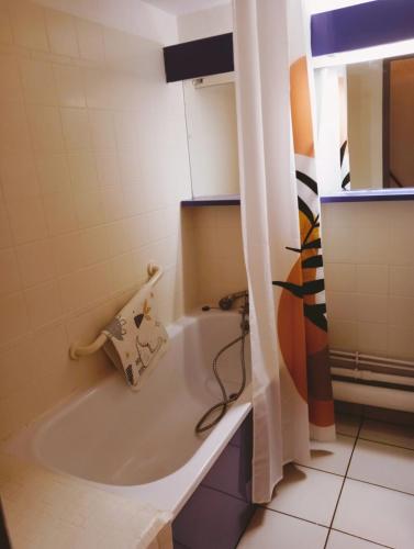 a bathroom with a bath tub in a room at Appartement Golf et Océan in Moliets-et-Maa