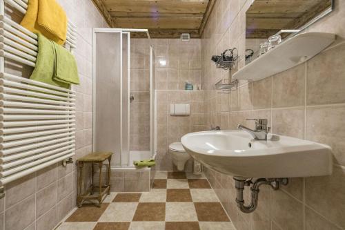 a bathroom with a sink and a toilet at Pension Lex in Bad Reichenhall