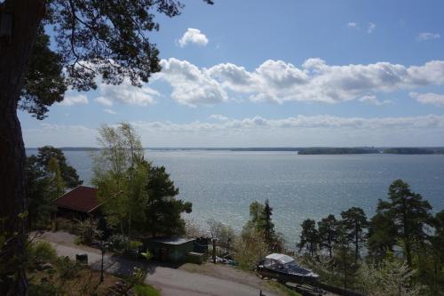 a view of a large body of water at Cabin with beautiful view in Kolmården