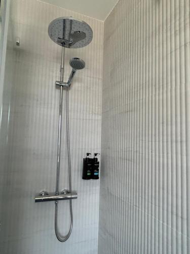 a shower with a shower head in a bathroom at VUT La CEPEDA in Astorga