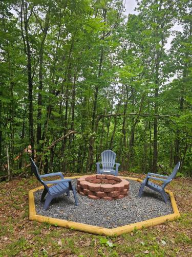 two chairs and a fire pit in a park at Bearly Makin It II by Beyond Expectations in Gatlinburg
