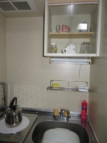 a kitchen sink with a pot sitting on top of it at Belaire Ogata - Vacation STAY 32397v in Sanuki
