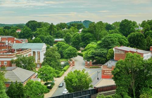 an aerial view of a small town with trees at Graduate by Hilton Charlottesville in Charlottesville