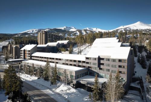 an aerial view of the resort in the snow at Hotel Alpenrock Breckenridge, Curio Collection by Hilton in Breckenridge