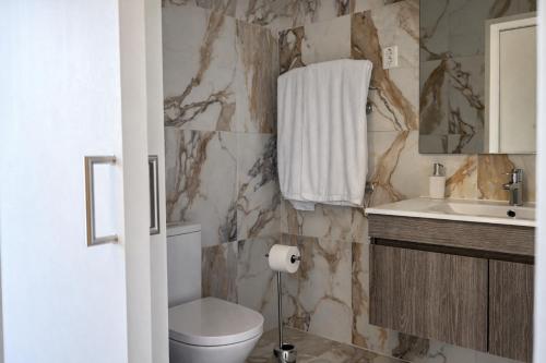 a bathroom with a toilet and a sink at Ermida Vista Douro in Baião