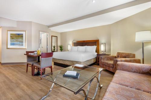 a hotel room with a bed and a couch and a table at Best Western Plus Ottawa City Centre in Ottawa