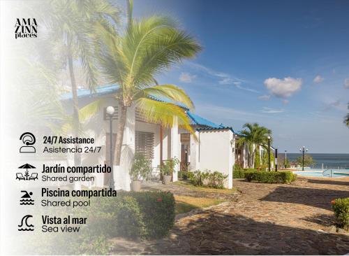 a house with a palm tree next to the beach at Ph Costa Grande n6 in Nueva Gorgona