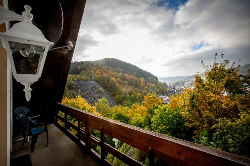 a balcony with a view of the mountains at Berghotel-Willingen in Willingen