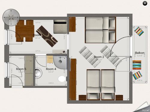 a drawing of a floor plan of a house at Haus Alpenblick Mölltal in Flattach