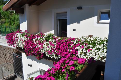a balcony with flowers on the side of a building at Garni San Paolo in Appiano sulla Strada del Vino