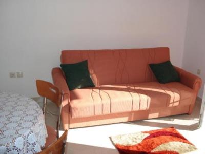 a couch in a living room with a bed at Apartments Eden in Jadranovo