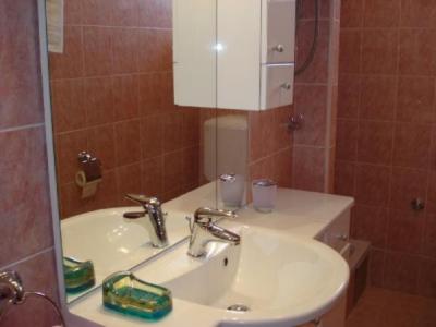 a bathroom with a sink and a mirror at Apartments Eden in Jadranovo