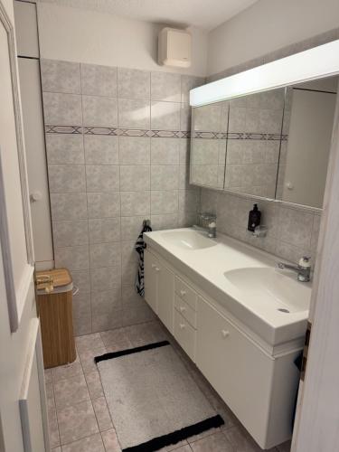 a bathroom with a sink and a mirror at Klostergarten in Einsiedeln