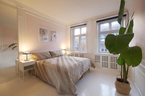 a bedroom with a bed and a potted plant at The Square in Copenhagen
