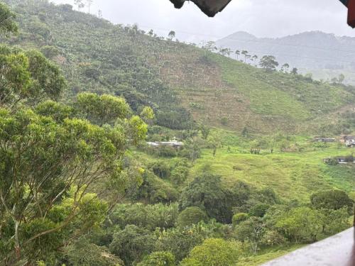 a view of a hill with trees and a road at Hotel Dulce Campestre in Jardin
